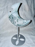 Durzy Moss Agate Moon With Stand