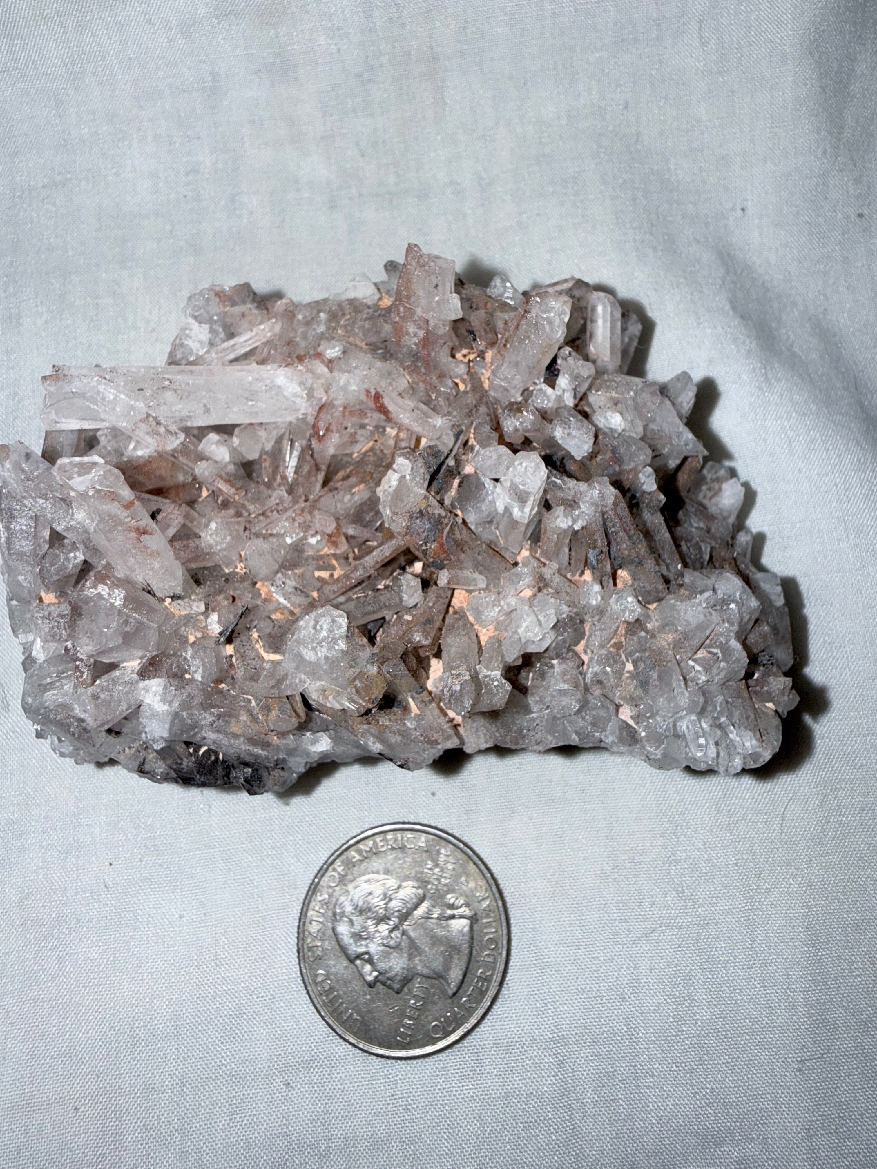 Quartz Cluster With Red Inclusions